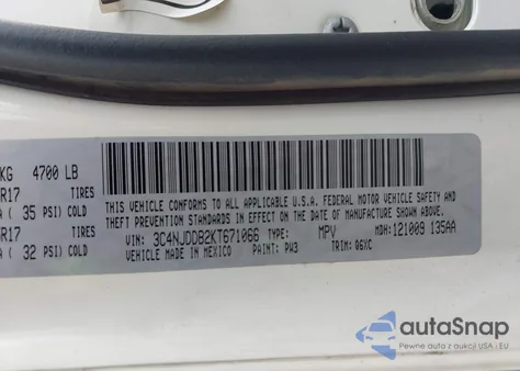 2019 Jeep Compass Trailhawk 4X4 z USA, uszkodzony, nr VIN 3C4NJDDB2KT671066